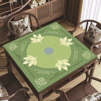 Tapis de jeu de mahjong américain floral Lotus, antidérapant, en caoutchouc, carré, avec règles de mahjong imprimées, couleur personnalisée disponible