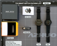 Montre connectée Android T30 pour hommes, grand écran de 1,7 pouces, appels Bluetooth, étanche IP67, moniteur de fréquence cardiaque, suivi d'activité physique, sport
