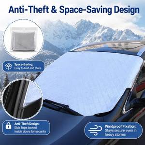 Housse de pare-brise de <span class=keywords><strong>voiture</strong></span> matelassée à 4 couches avec doublure en polaire, imperméable, isolation thermique, protection de la <span class=keywords><strong>vitre</strong></span> avant de la <span class=keywords><strong>voiture</strong></span> pour l'<span class=keywords><strong>hiver</strong></span> - Product Image 5