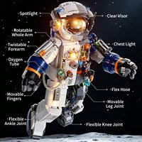 Jouet de construction 2-en-1 Pilote Spatial Astronaute avec lumière LED, modèle à assembler soi-même, cadeau de collection pour enfants - En stock