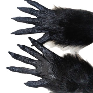 Black <b>Claw</b> <b>Gloves</b> One Size Plush Werewolf Costume Props Halloween Party Wear - Product Image 5