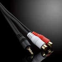 Câble d'extension audio coaxial plaqué or 3,5 mm mâle vers 2 RCA femelle non blindé avec gaine en PVC pour DVD, microphone et autres appareils audio