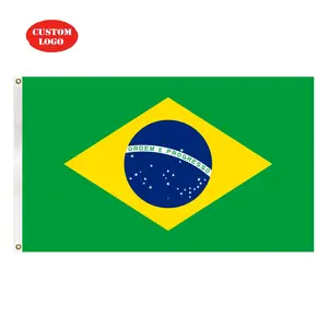 Customized 90 * 150cm Brazil Flag Printing 3 * 5ft Polyester Flag Manufacturer Country Outdoor Flag