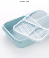 Boîtes de rangement de cuisine Syh664, boîtes à bento, conteneurs à déjeuner en paille de blé avec séparateurs, assiette de pique-nique rectangulaire, couvercle de rangement alimentaire