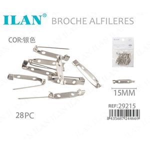 Ilan Broche Alfileres 15mm Colore Argento Confezione da 28 Pezzi - Product Image 3