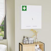 Armoire à pharmacie en acier à double porte, armoire à pharmacie murale blanche avec revêtement en poudre et charnières piano pour la maison