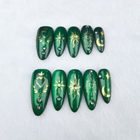 Ongles à pression de type A en amande ongles à gaz vert réutilisables purs faits à la main