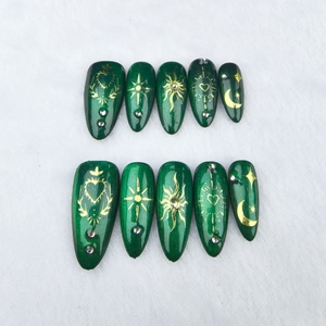 Clavos a presión tipo A <span class=keywords><strong>de</strong></span> almendra estilo <span class=keywords><strong>gas</strong></span> verde uñas hechas a mano puras reutilizables - Product Image 5