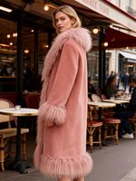 Abrigo de Invierno de Alta Calidad para Mujer de Piel de Oveja con Piel de Mongolia Personalizado Popular Abrigo Teddy de Lana de Cordero Real para Mujer