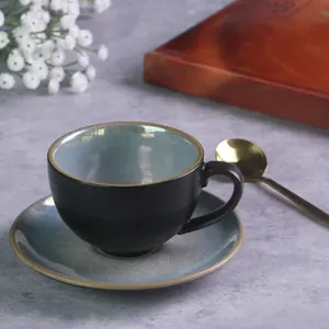 Runde Form Keramik Kaffeetasse 230ml Traum blau Tasse Großhandel Restaurant Geschirr Trink geschirr Porzellan Logo benutzer definierte Tee Getränk