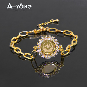 Pulseira de Moeda de Zircônia Turca Luxuosa e Impermeável, Joia com Aparência de Ouro 18k para Mulheres - Product Image 6