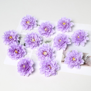 Lichao Tête de fleur de pivoine artificielle en soie, accessoire de coiffure de mariée, violet, champagne, bleu, matériaux de décoration DIY - Product Image 4