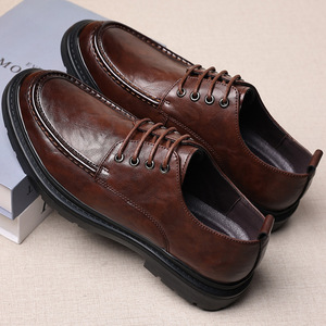 รองเท้าหนังสีน้ำตาลสำหรับผู้ชายแบบผูกเชือก รองเท้าอ็อกซ์ฟอร์ดลำลองสำหรับใส่ทำงาน เหมาะสำหรับวัยรุ่นอายุ 18-40 ปี - Product Image 3