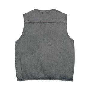 <span class=keywords><strong>Gilet</strong></span> in Denim moda di alta qualità personalizzato <span class=keywords><strong>nero</strong></span> sbiadito per il corpo a manica corta <span class=keywords><strong>camicia</strong></span> da uomo con tasca - Product Image 2