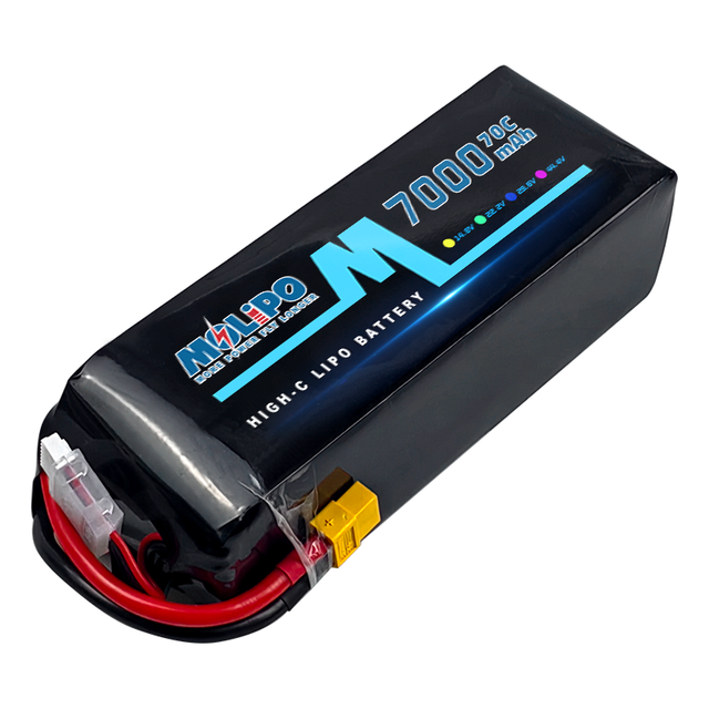 Molipo OEM Customized FPV Drone Battery 6S 7000mAh 22.2V 22.8V 23.1V 70C High Rate Lithium Polymer Batteries for 7 10inch RC UAV
