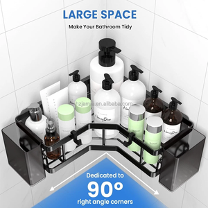 3 قطع رفوف تخزين معدنية لاصقة للزاوية على شكل حرف L لتركيب الحائط في الحمام - Product Image 5