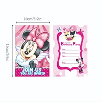 Perlengkapan pesta ulang tahun dengan amplop, Set pesta tema kartun dengan Minnie Mouse