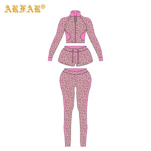 Completo Sportivo Donna Primavera 2026, Tuta Trendy con Stampa Leopardata, Giacca Aderente e Pantaloncini, Set Donna Personalizzabile con Logo - Product Image 3