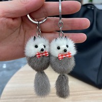 Porte-clés en peluche renard mignon et pas cher, fait main, adorable, mini, accessoire de sac, porte-clés de voiture, cadeau