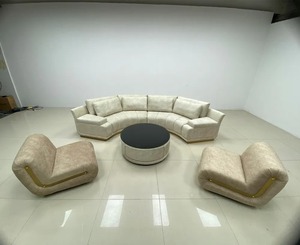 Juego de sofás de tela de terciopelo curvo de gama alta de diseñador italiano, muebles de sala de estar de estilo europeo para entrada o tapizado en Hotel