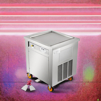 Nouvelle machine à glace roulée/à glace pilée/à glace frite à fonctionnement facile et haute efficacité, avec eau comme matière première, capacité de 25 L/h, 220 V 50 Hz
