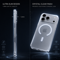 Coque de téléphone PC transparente magnétique avec recharge sans fil antichoc pour iPhone 16 Fabricant OEM ODM Chine