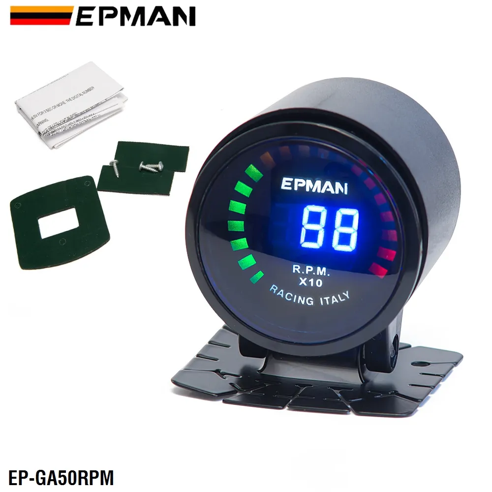 EPMAN автомобильный Мотор Авто 2 "52 мм Цифровой Копченый 20 светодиод об/мин Тахометр измеритель с кронштейном EP-GA50RPM