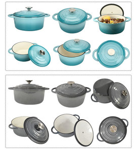 Ensemble de casseroles <span class=keywords><strong>en</strong></span> <span class=keywords><strong>fonte</strong></span> émaillée antiadhésive à design <span class=keywords><strong>vintage</strong></span> multicolore, résistantes à la chaleur, pour la cuisine à domicile - Product Image 2