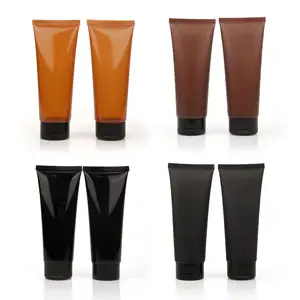 New 100ml Squeeze Amber Black Matte Empty Cosmetic Tubes Flip Lid Packaging Tube for Body Lotion Shampoo