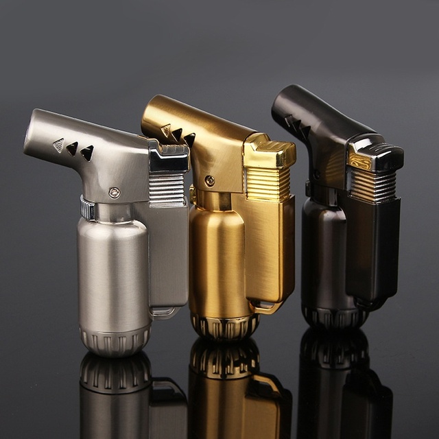 All-metal Minimalist Design Windproof Butane Lighter Electroplating Fixed Fire Small Spray Gun 20/Box Wholesale