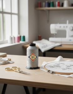 Fil Zari Métallique Argenté Résistant Marque SHREE VIDHATA JARI 1010A+ Denier 110D 3800m pour l'Industrie Textile Broderie Tissage Manuel - Product Image 2