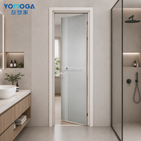 Puerta de Baño Interior Impermeable de Aluminio con Acabado Moderno, Precio para Uso en Hoteles, Villas y Escuelas
