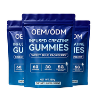 Gomitas de Creatina con Sabor a Frambuesa Azul, 60 Unidades, 5G por Porción, Suplemento Dietético, OEM/ODM