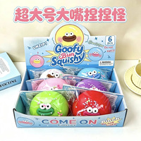 Jouet Squishy Géant Visage de Chien 'Big Mouth Smushers' en TPR à Rebond Lent, Anti-stress, Amusant, à Presser au Bout des Doigts, Forme de Bouche de Saucisse
