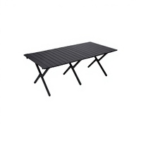Table de camping portable en aluminium standard, grande et large, noire, enroulable, 120 m