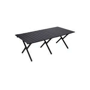 Table de camping standard en acier, grande et large, en acier au carbone noir, pliable, 120 cm - Product Image 1
