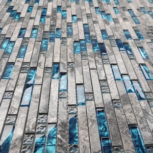 Xây dựng nhà kính gạch nhà bếp backsplash ý tưởng tắm vòi hoa sen Tường trang trí Teal màu xanh xám sóng đá cẩm thạch lồng vào nhau Mô Hình Khảm - Product Image 6