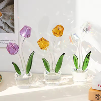 Ornement en cristal K9 en gros, deux petites roses, écologique, haute qualité, décoration intérieure, figurine florale, objet de collection, Nouvel An, entreprise