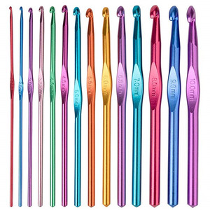 Juego <span class=keywords><strong>de</strong></span> 14 Agujas <span class=keywords><strong>de</strong></span> Ganchillo <span class=keywords><strong>de</strong></span> Aluminio, Multicolores, para Tejer, Coser y Hacer <span class=keywords><strong>Crochet</strong></span>, Herramientas <span class=keywords><strong>de</strong></span> Bricolaje - Product Image 1