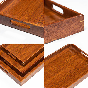 Ebony Wood <b>Tray</b> Rectangular Double Handle For Home Hotel <b>Tea</b> Room Use - Product Image 3