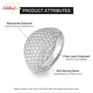 แหวนแต่งงานและงานเลี้ยงสั่งทำพิเศษ Goldleaf เงินแท้ S925 ประดับเพชรโมอิสซาไนต์ทรงกลมเจียระไนแบบบริลเลียนท์ 0.5-1.5 กะรัต D VVS - Product Image 4