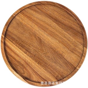 Acacia Wood <b>Tray</b> Round Solid Wood Serving <b>Tray</b> For Home Kitchen Breakfast Cake <b>Snack</b> Dish 35cm Polished Finish Durable - Product Image 1
