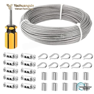 Kit para Jardín y Hogar, Cable de Acero Inoxidable 304 de 50m/164ft, Altamente Pulido, Recubierto de PVC, 2mm, con Anillas, Clips y Abrazaderas M2 - Product Image 4