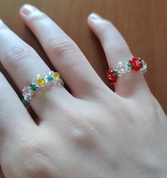 Bagues de mode bohème pour femmes Offre Spéciale perles de verre transparentes faites à la main avec des fleurs multicolores pour les fiançailles de mariage ou un cadeau