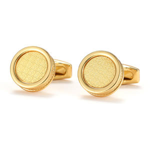 Boutons de manchette de luxe de haute qualité, personnalité, alliage métallique, or, boutons de manchette ronds pour chemise - Product Image 1