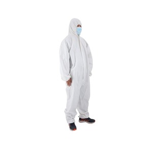 Ropa de Trabajo Protectora Desechable de PP No Tejido <span class=keywords><strong>SMS</strong></span> Microporoso Antiestático, Resistente a Ácidos y Radiación, con Cubrecalzado - Product Image 5