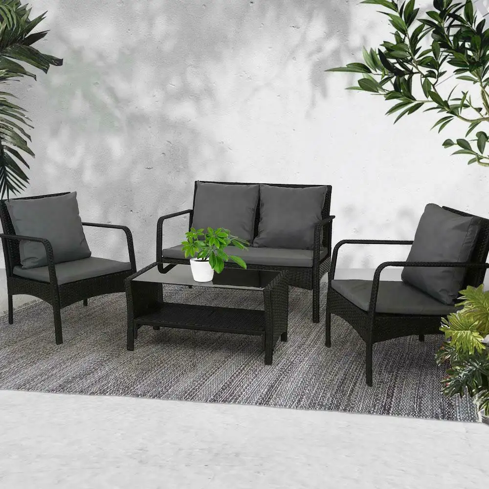 4 Stück Gardeon Gartenmöbel Lounge Ess-Set Garden Patio Wicker Sofa