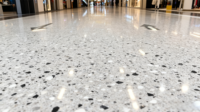 Table élégante et moderne en pierre artificielle, bloc de table résistant aux rayures, dalles de terrazzo polies, surface solide, meubles en pierre artificielle