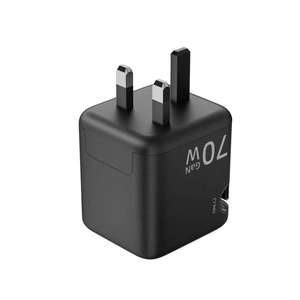 บล็อกที่ชาร์จ <span class=keywords><strong>USB</strong></span> C 70W GAN พร้อมสายเคเบิลชนิด C ที่หดได้พอร์ตคู่สำหรับเดินทางชาร์จเร็วฟังก์ชั่น3.0 PD สำหรับแล็ปท็อป - Product Image 4