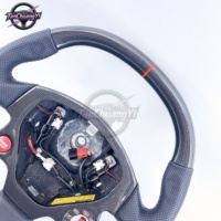 Volant de voiture en fibre de carbone noir au design populaire d'usine, cuir perforé noir pour Ferrari F430 2005-2009